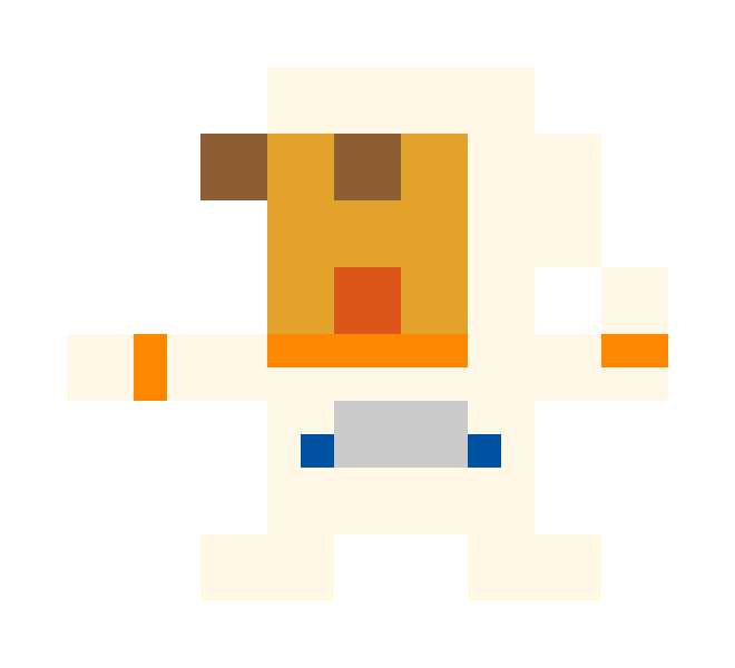 白い服の宇宙飛行士のドット絵
